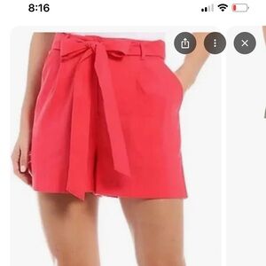ANTONIO MELANI Red High Waist Shorts with Elegant Tie
